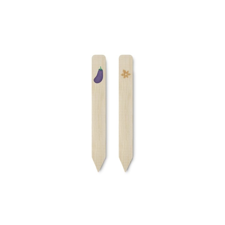 Bamboo labels, eggplant illustration (6uds)