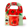 Mini red watering can with poppy seeds