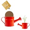 Mini red watering can with poppy seeds