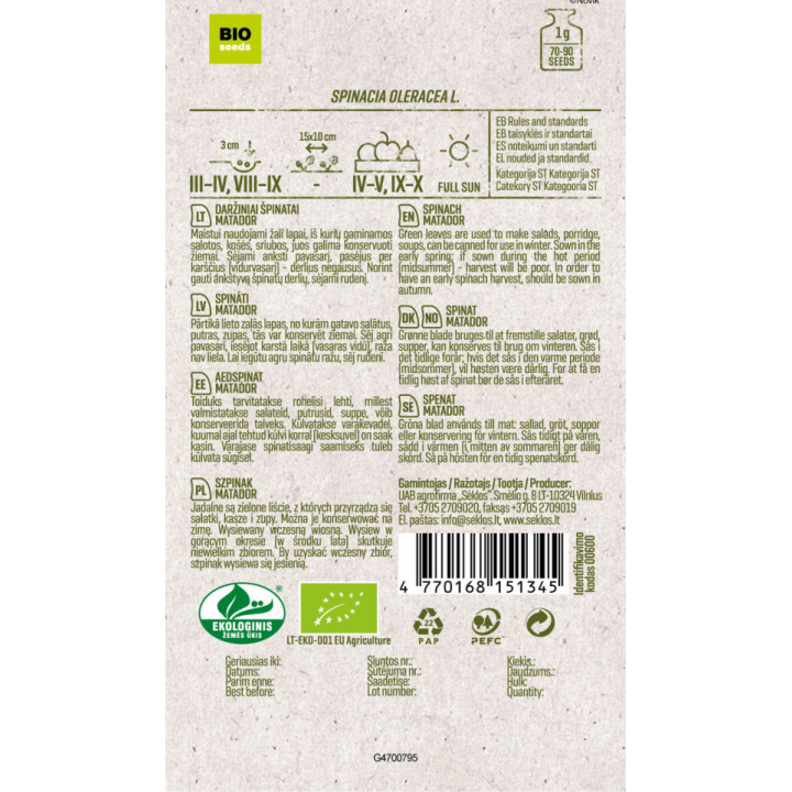 Spinach Matador - Seeds