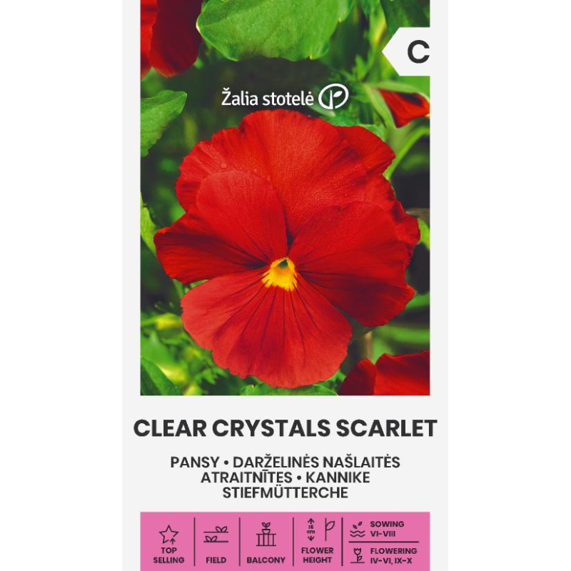 Pansy Clear Crystals Scarlet - Seeds
